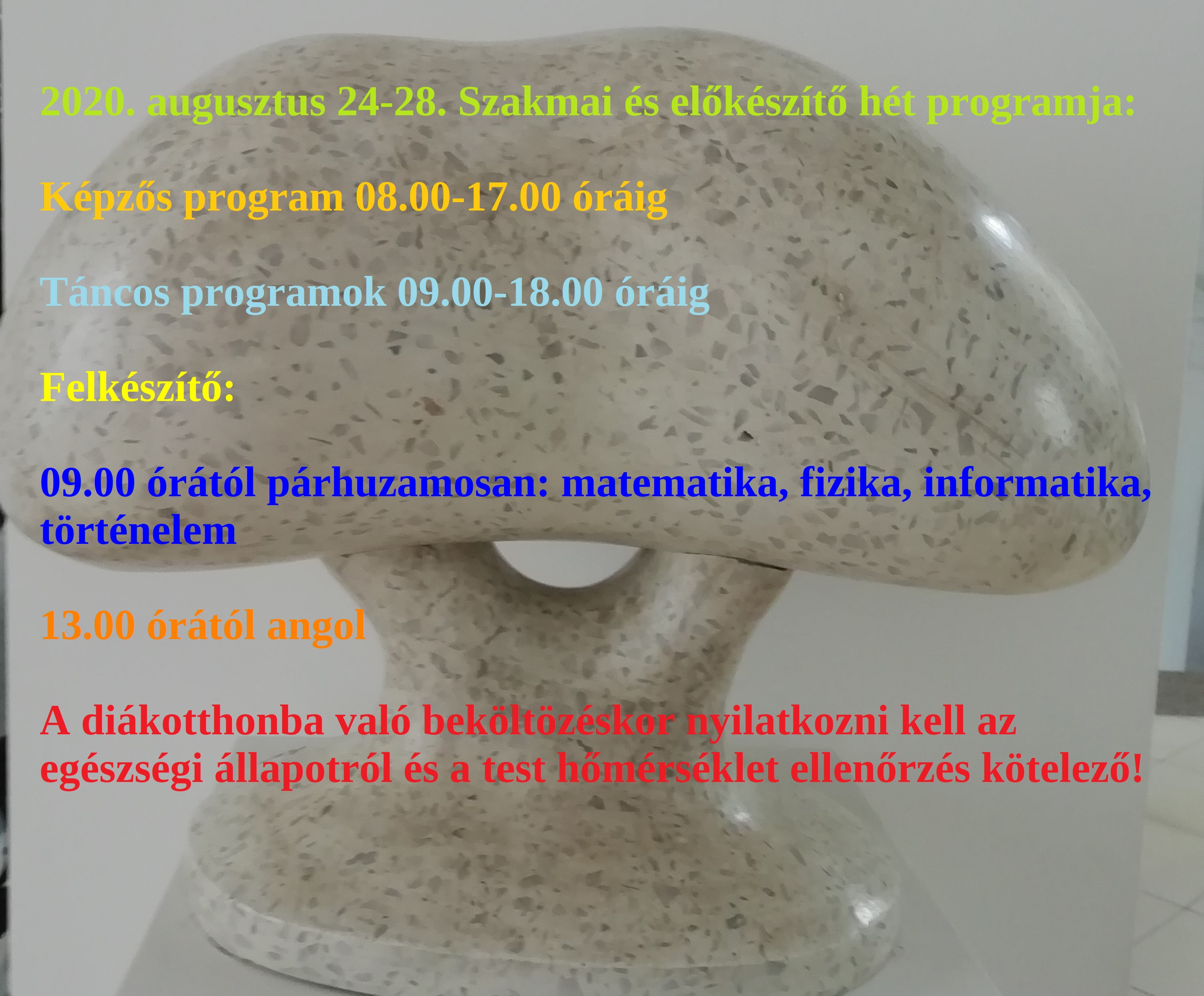 Szakmai és előkészítő hét programja